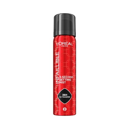 L'Oréal Paris, Spray Fissante per il Make-Up, No Transfer, Ad Asciugatura Rapida, Tenuta Fino a 36H, Infaillible 3-Second Face Setting Mist, 75 ml