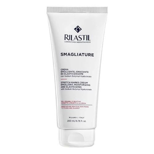 Rilastil Crema Smagliature, Trattamento Contro le Smagliature, Emolliente, Idratante ed Elasticizzante per pelli sensibili,Confezione da 200 ml