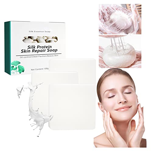 SkinFerm Collagen Milk Whitening Soap, Silk Protein Skin Repair Soap, Whitening Soap whitening Soap for Dark Skin, Collagen Milk Whitening Soap for Face & Body Net Acne Moisturizing (100g,3Pcs)