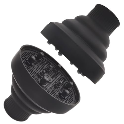 JOIYHY Diffusore in Silicone, Diffusore Capelli Ricci, Diffusore Portatile Capelli Ricci, Adattabile a Asciugacapelli con DIAMETRO 4-5cm, Pieghevole e riutilizzabile (Nero)