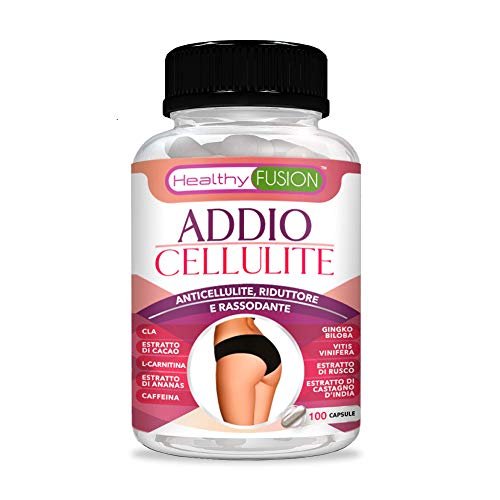 Healthy Fusion Addio Cellulite | Capsule Anticellulite e Rassodanti | Elimina la Pelle a Buccia d'Arancia | Previene le Varici e la Ritenzione Idrica | CLA, L-Carnitina, Cacao e Caffeina | 100 Caps