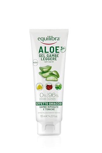 equilibra Corpo, Aloe Gambe Leggere Gel, Gel Fresco a Base di Aloe Vera e Aloe 3+, Effetto Ghiaccio, Favorisce Circolazione Gambe Con Stress del Microcircolo, Dona Sollievo e Benessere, 125 ml