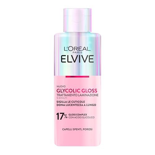 L'Oréal Paris Elvive Trattamento Laminazione 5 min, Per Capelli Spenti e Porosi, Capelli Setosi, Con Acido Glicolico, Senza solfati, Glycolic Gloss, 200 ml