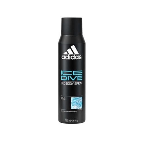 Adidas, Ice Dive Deodorante Spray Uomo, Fragranza che Dura fino a 48 Ore, Formula Vegana e Senza Alcol, 150ml