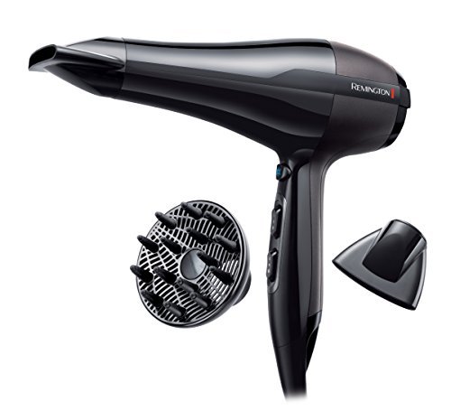 Remington Asciugacapelli Professionale 2300W - Generatore di ioni per lucentezza -motore di lunga durata , 3 livelli di riscaldamento, due ugelli per lo styling + diffusore, Pro Air AC5999