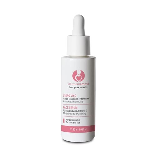 DERMOMAMMA SIERO VISO- Con Acido Ialuronico- Vitamina C- Antirughe- Antimacchia- Illuminante- Indicato in Gravidanza e Allattamento 30 ml