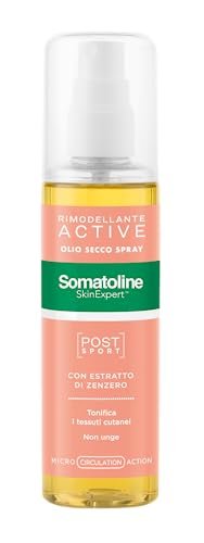 Somatoline SkinExpert, Rimodellante Active Olio Secco Spray Post-Sport, Trattamento Gambe Rimodellante, con Estratto di Zenzero, 125ml