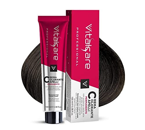 Vitalcare | Professional - Colorazione Permanente Professionale, Crema Colorante Capelli, Tintura Capelli con Proteine della Seta, n° 4/00, Castano, 100ml
