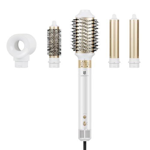 [5 in 1] Spazzola Asciugacapelli & Air Styler, [110000 RPM] Asciugacapelli ad alta velocità Asciugatura rapida, Spazzola modellante ad aria per capelli ricci, volumizzante, lisciante, con cura ionica