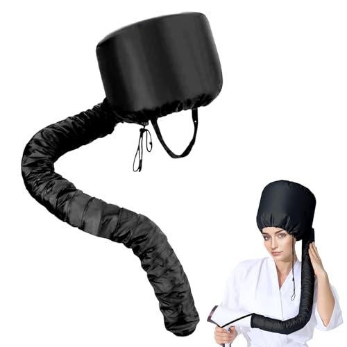 Casco per Asciugacapelli, Caschi per Asciugatura,Bonnet Casco per Asciugacapelli con Elastico per Attacco Phon,Casco Riscaldata Per La Profondo Cura Dei Capelli,per Asciugatura Capelli Ricci (Nero)