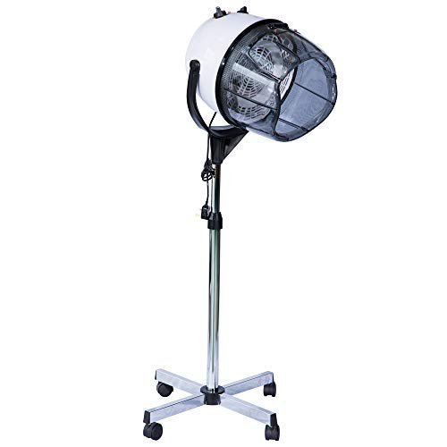 HOMCOM Casco Asciugacapelli 1180W ad Altezza Regolabile, Casco per Capelli con Timer 60 Minuti e Ruote Girevoli, in PP, PC e Acciaio, 65x65x115-165 cm, Bianco