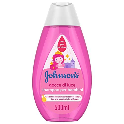 Johnson's Baby Gocce di Luce Shampoo Bambini con Proteine della Seta e Olio di Argan, Shampoo delicato con formula Non Più Lacrime, Shampoo capelli senza sapone, alcol e coloranti, 500 ml