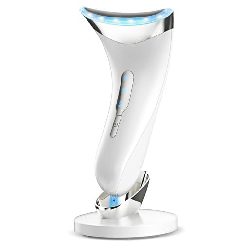 Massaggiatore Viso Antirughe Lifting Elettrico: Dispositivo di Bellezza con 3 Modi LED - Massaggio EMS per Face Lifting - 45°C Terapia Della Luce Gua Sha Massaggiatore Facciale del Collo Rassodante