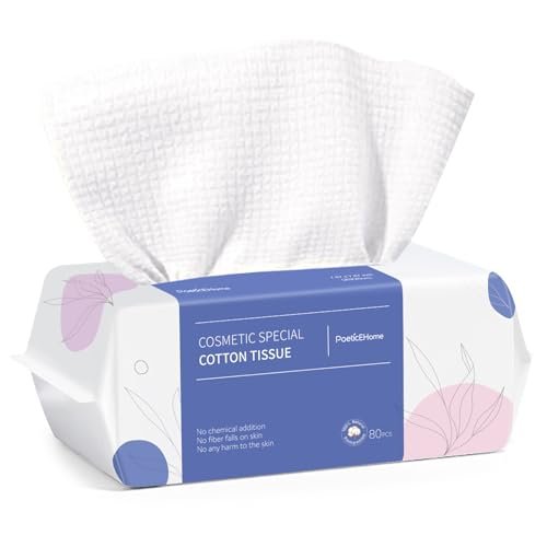 PoeticEHome Asciugamani monouso cotone - Salviette asciutte per la pulizia del viso in tessuto di cotone extra spesso - Panni biodegradabili per la rimozione del trucco e la pulizia delle superfici