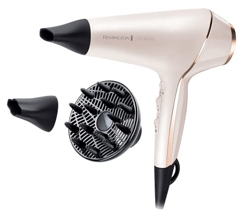 Remington Asciugacapelli Professionale 2400W - Teconologia OPTIheat per risultati di lunga durata - 3 accessori styling, cura ionica, Anti crespo, Motore di lunga durata - PROluxe AC9140