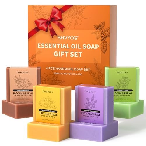 Set regalo di sapone naturale da donna, saponetta fatta a mano per donne con olio essenziale di alta qualità, fatto a mano, vegano, sapone per il corpo, processo a freddo a base vegetale, confezione