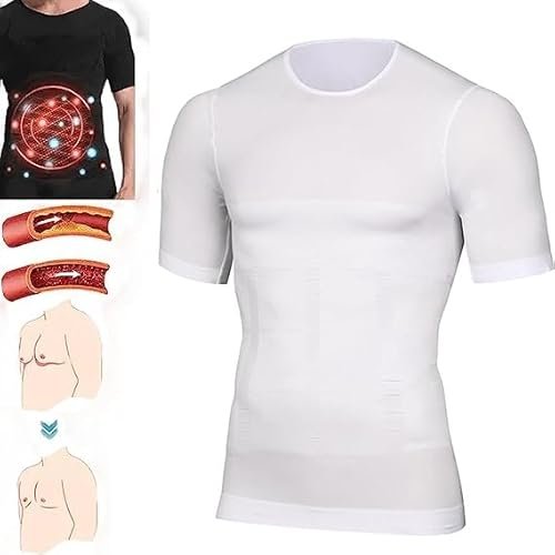 BIVOO 2 Pezzi di Canottiera Dimagrante e Modellante agli ioni, Camicia Dimagrante for Body Shaper da Uomo, Compressione Termica (Color : White, Size : L)