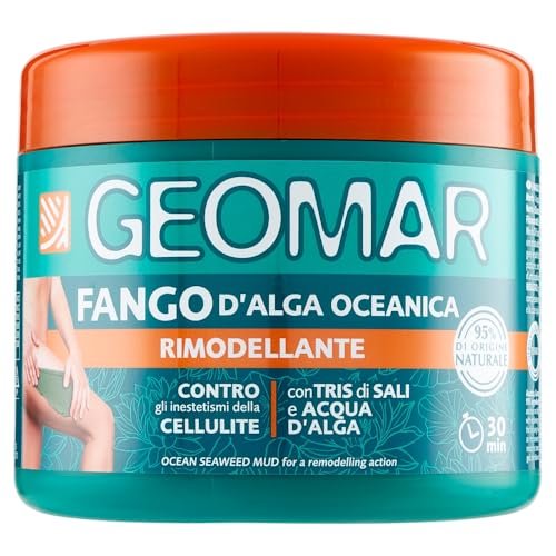 GEOMAR | Fango d'Alga Oceanica Rimodellante contro gli Inestetismi della Cellulite, 95% di Origine Naturale, con Tris Di Sali (Marino, di Epsom e del Mar Morto) e Acqua d' Alga, Made in Italy, 600 g