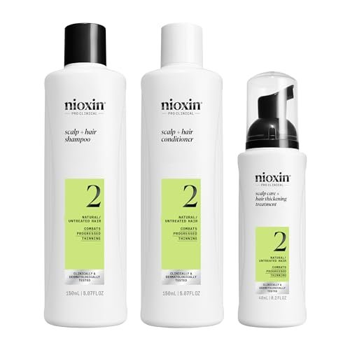 Nioxin Scalp + Hair Thickening Sistema 2 Kit Trifasico - Capelli Naturali con Assottigliamento Avanzato - Shampoo, Balsamo e Trattamento Cuoio Capelluto (150+150+40ml)