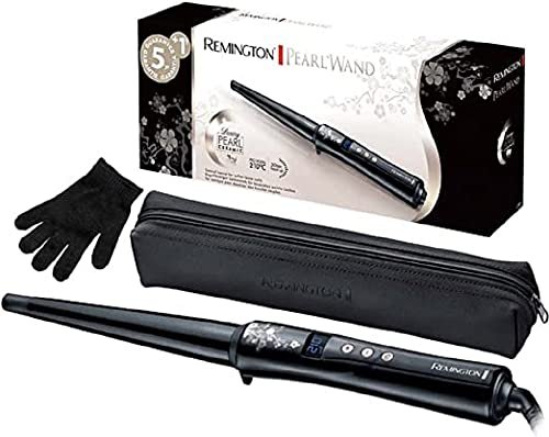 Remington Ferro Arricciacapelli - A forma di cono 13-25 mm- Pearl Digital: Rivestimento in ceramica con vere perle; display LCD 130-210°C, Guanto termico, Riccioli naturali e a spirale, CI951