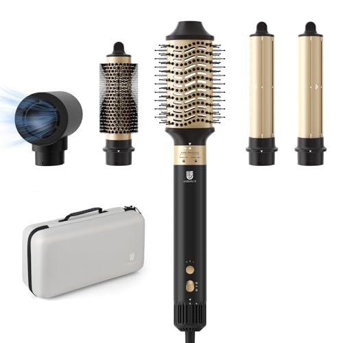 [5 in 1] Spazzola Asciugacapelli & Air Styler ad alta velocità [110000 RPM] Asciugatura rapida, Spazzola modellante ad aria per capelli ricci, volumizzante, lisciante, con cura ionica