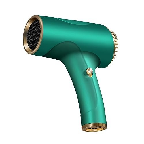 Asciugacapelli ricaricabile senza fili, 2600 mAh, asciuga capelli con cavo ricaricabile con ricarica USB, asciugacapelli, batteria a vento freddo e caldo, per viaggi campeggio (verde)