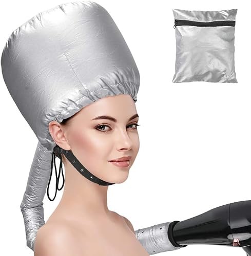 Casco per asciugatura cuffia asciugacapelli elastico attacco a phon grigio portatile professionale capelli ricci