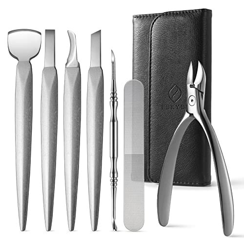FERYES Kit per unghie incarnite, 7 pezzi di strumenti professionali per pedicure, kit per la toelettatura delle unghie dei piedi, lama del piede di alta qualità, tagliaunghie super affilate