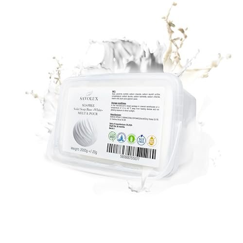 SAVOLUX Base per Sapone di Glicerina Bianca – Glicerina Solida per Sapone Fai da Te – Sapone di Glicerina Naturale da Sciogliere e Versare – Glicerina per Saponette – Soap Base Trasparente 2 kg