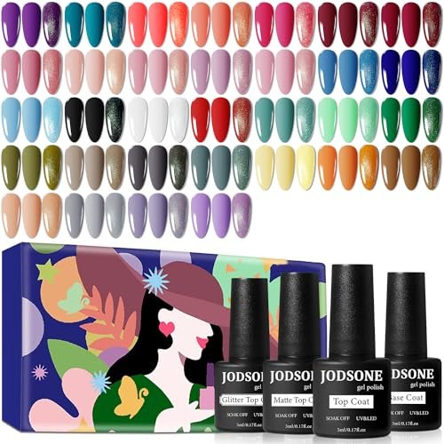 JODSONE 36 pezzi Set Smalto Gel - Kit Unghie Gel con 32 Colori Kit Smalto Gel Base Smalto No Strofinare Top coat opaco Set di smalti verde blu rosso rosa collezione regali per le donne