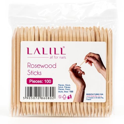 LALILL Bastoncini in Legno 100 Pezzi - Spingi Cuticole - Bastoncini in Legno Arancione per Manicure, Pedicure - Bastoncini Manicure per la Cura delle Cuticole per Tatuaggio, Mellezza, Make-up, Unghie