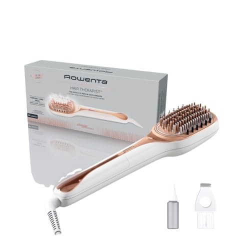 Rowenta Hair Therapist, Spazzola per la cura dei Capelli, Ripara e Rinforza i Capelli Danneggiati, Rende i Capelli Sani e Luminosi, Risultati Immediati, Spazzola a Vapore, Bianco, CF9920