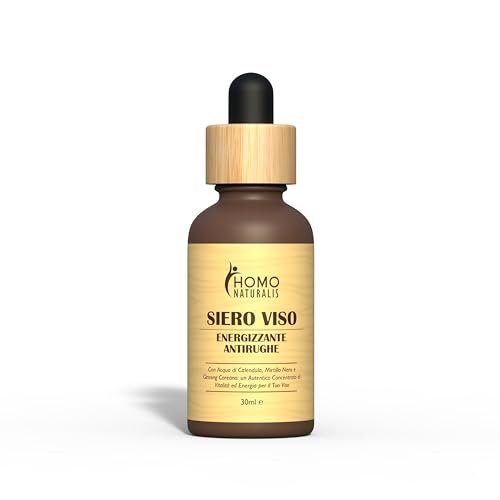 Siero Viso Uomo Energizzante Antirughe – Idratante per Skincare con Estratti Naturali di Mirtillo Nero, Ginseng, The Verde e Acido Ialuronico – Naturale e Bio - 30 ml