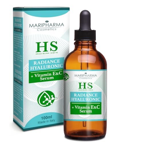100ml Siero Viso Acido Ialuronico, Formula Naturale Antirughe con Bava di Lumaca, Aloe Vera e Vitamine C – E, Contorno Occhi Idratante e Rimpolpante MARIPHARMA