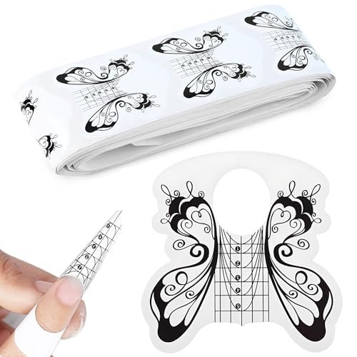 100 Pezzi Cartine Unghie Gel di Ricostruzione Cartine Unghie,Farfalla Nero Professionali Carta Unghie Allungamento Cartine Nail Art,Extension Model for Professional UV Gel Nail