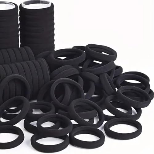 50 Pezzi Elastici per Capelli Spessi Senza Cuciture Elastici Capelli Donna Elastici Capelli Neri di Cotone Bande per Capelli No-metal Adatte Perfettamente per uomini e donne