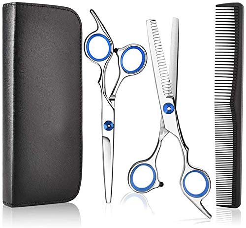 7 Pack/Set Forbici Parrucchiere Professionali，Aweskmod Forbici Capelli Professionali Forbici per Sfoltire i Capelli Set Forbici Barba , per Donna, Uomo, Bambino