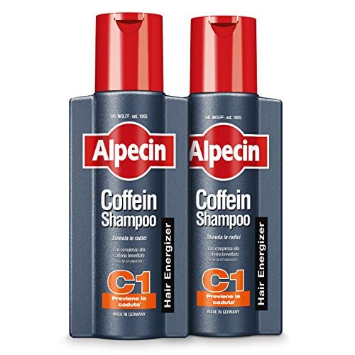 Alpecin Coffein Shampoo C1 2x 250 ml | Shampoo contro diradamento capelli | Shampoo anticaduta uomo