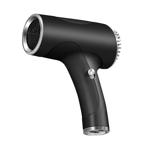 Asciugacapelli ricaricabile senza fili, 2600 mAh, asciuga capelli con cavo ricaricabile con ricarica USB, asciugacapelli, batteria a vento freddo e caldo, per viaggi campeggio (nero)