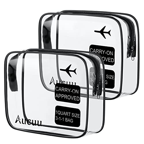 Aucuu Beauty Case Trasparente, 2 Pezzi Borse Da Toilette Trasparente, Borse da Viaggio Impermeabile, Borsa Cosmetici Trasparente, Cosmetico Trasparente, Beauty Case da Viaggio