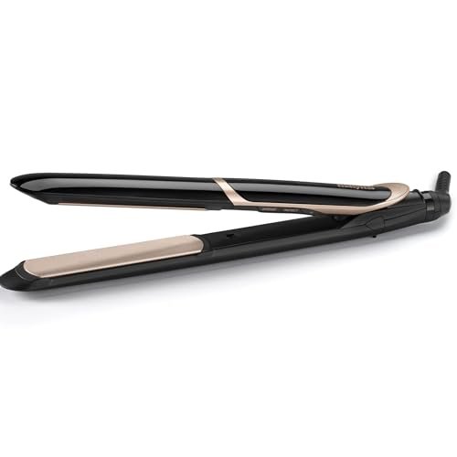BaByliss Piastra Capelli Super Smooth, funzione ionica anti-crespo, tappetino termo-resistente, Tecnologia Advanced Ceramic, Riscaldamento rapido, 6 temperature da 140°C a 235°C, ST393E