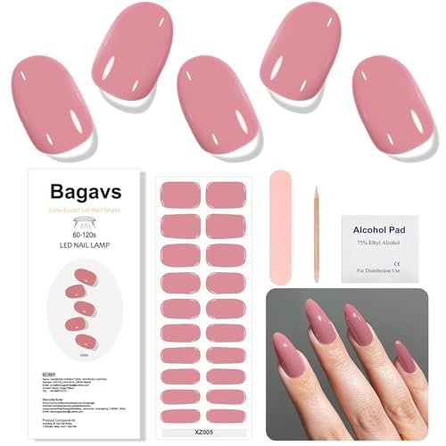 Bagavs Unghie Gel Adesive UV 20 PCS Smalto Adesivo per Unghie Strisce Gel UV (Rosa Crema Solido)