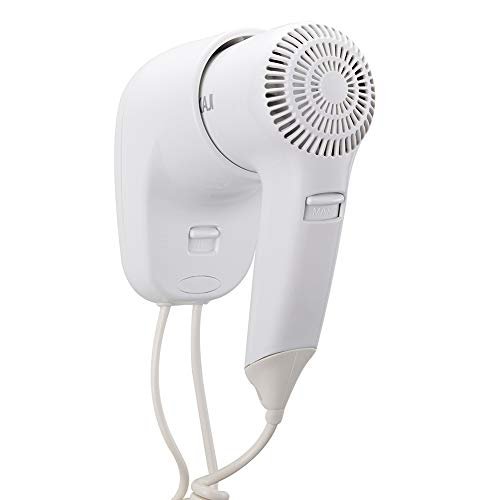 Bakaji Asciugacapelli da Parete Muro Phon Asciuga Capelli Bagno Potenza 1200W Doppia Velocità Selezionabile Colore Bianco per Casa Hotel