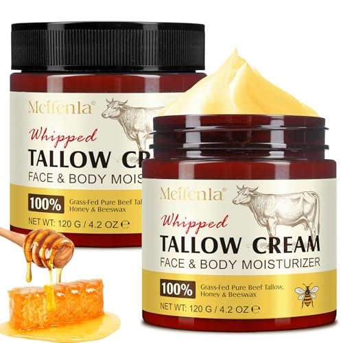 Balsamo per il Viso al Sego e al Miele, 100% Naturale Nutrito con Erba Sego di Manzo, Idratante di, Beef Tallow Face Cream, Beef Tallow Skincare, Riduce le linee Sottili,Riparare Tutti i Tipi di Pelle