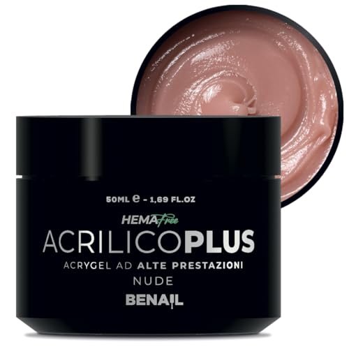 Benail Gel Acrilico Plus Nude Formato Convenienza 50ml | Acrigel per Unghie con Dual Form | Gel Ricostruzione Unghie, Acrygel Hema Free Alta Coprenza | Made in Italy