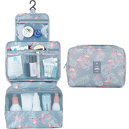 Borsa da Toilette da Viaggio,Cosmetici Borsa per Lavaggio Beauty Case Impermeabile Borse per Trucco Grandi Organizzatore Cosmetico per Donne Ragazze Fenicottero 22 * 45cm Poliestere