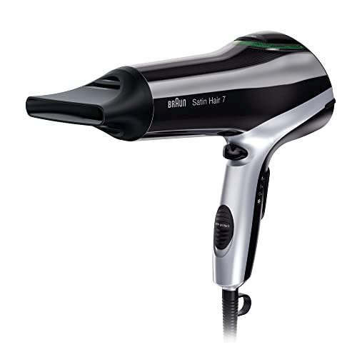 Braun Satin Hair 7 BRHD710E Asciugacapelli 2200W, Tecnologia IONTEC Anti-crespo, 3 temperature/ 2 Velocità, Concentratore, Filtro rimovibile, Nero