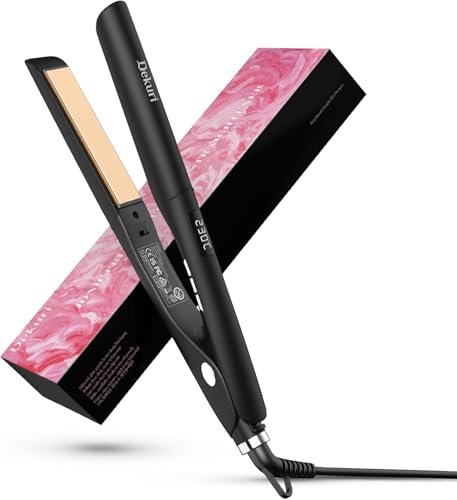 Dekuri Piastra Capelli 2 in 1, Piastra per Capelli in Titanio, Riscaldamento Rapido in 30s, Display LED 120-230℃, Piastra Capelli Professionale Ionic per Donne - Nero