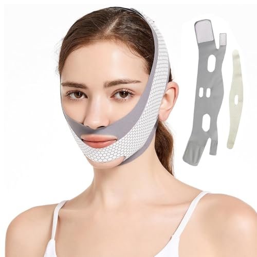 DLPRK Maschera Viso Snellente a V Riutilizzabile per Pelle Rilassata, per il Lifting del Viso per il Dimagrimento, Doppio Mento, Guaina Viso, Per Facciale a Forma di V per Viso Rassodante Anti-Rughe