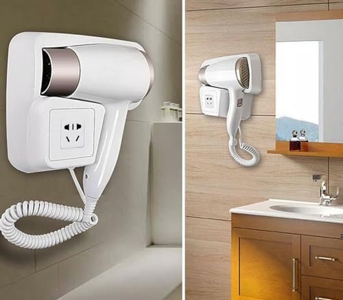 Dopastore Phon Asciugacapelli da Parete 1600W Supporto e Presa Internazionale Phon da Muro Doppia Velocità Garanzia 2 anni Per Casa Bagno B&B Hotel Spogliatoi